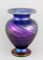 Opal Art Glass - Blue Luster Round Escher Vase