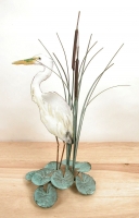 Bovano - T06 - Egret in Cattails Tabletop Sculpture