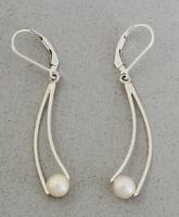 Jeff McKenzie - GemDrops - Leverback Curved Earrings - Pearl in Sterling Silver