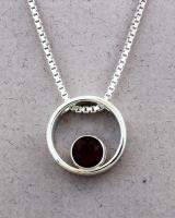 Jeff McKenzie - GemDrops - Large Hoop Necklace - Garnet in Sterling Silver Hoop