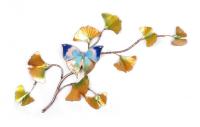Bovano - W132 Oak Leaf Butterfly on Enameled Ginko