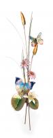 Bovano - W7645 Oak Leaf & Teal Satyr Butterflies with Cone Flower & Lillies