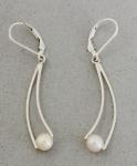 Jeff McKenzie - GemDrops - Leverback Curved Earrings - Pearl in Sterling Silver