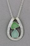 Oceano Sea Glass: Silver necklace with Sea Glass - Slender Curve with Soft Blue/Soft Green