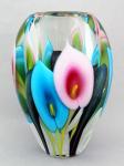 Scott Bayless - Large Vase - Aqua & Pink Calla Lily