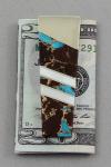 Santa Fe Stoneworks - MC51 Money Clip- Turquoise, Abalone and Bronze