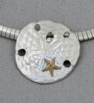 The Touch: Pendant Sterling Silver Sand Dollar with 14k Starfish 1-520