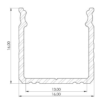 LED-profiili Etman 4142940 DUCT HIGH 16MM ALU SET