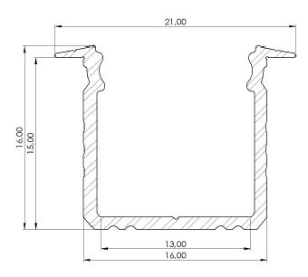 LED-profiili Etman 4142947 DUCT UPPO 16MM VAL SET