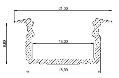 LED-profiili Etman 4142949 DUCT UPPO 9MM ALU SET