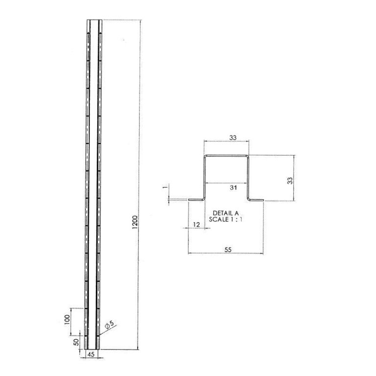 Suojakouru 523225 Kaapelinsuojakouru 33x33/31x31 1,2m