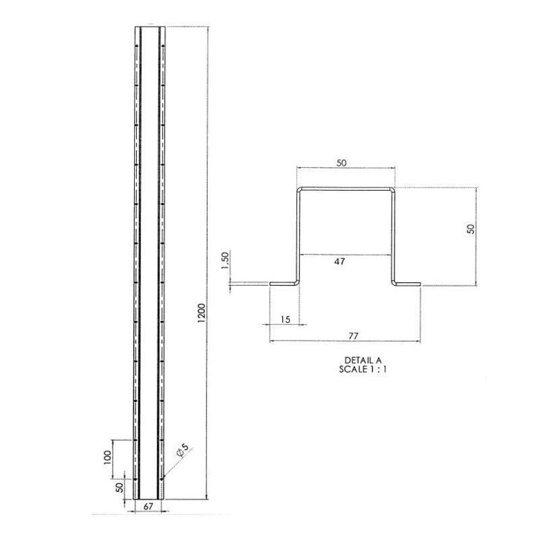 Suojakouru 523525 Kaapelinsuojakouru 50x50/47x47 1,2m