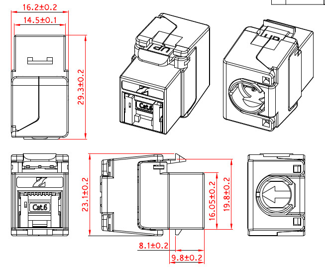 Liitin-CAT6 7273143 RJ45 Keystone liitin CAT6 UTP