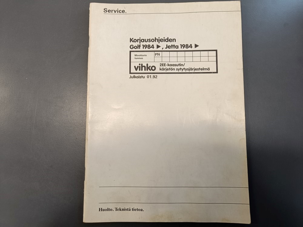 Korjausohjeiden Golf 1984 ja Jetta 1984 / Huolto ja teknistä tietoa