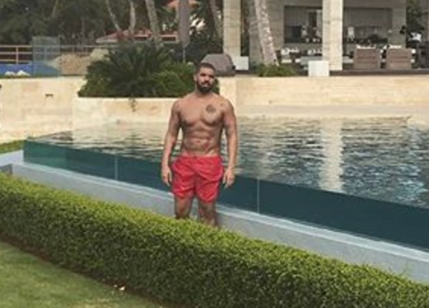 drake without a shirt