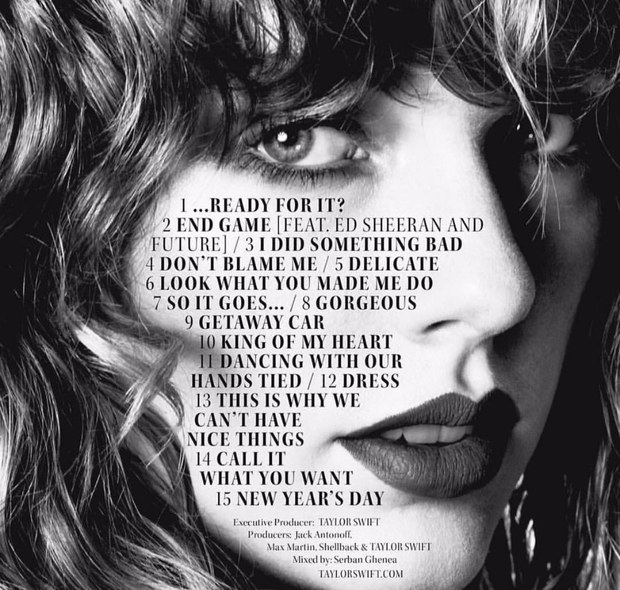 reputation tour how many songs