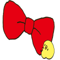 蝶ネクタイにしがみつくひよこ