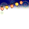 夏祭り　提灯と花火