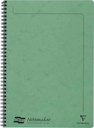 Cahier ligné A4 8 1/4 x 11 3/4 Europa Vert, 120 pages - Coop Zone