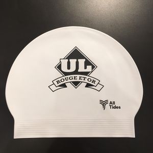 Image du produit Casque de bain latex blanc logo Rouge et Or noir 2 côtés