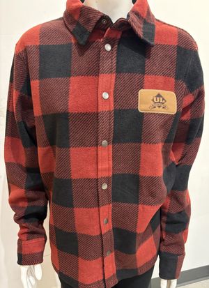 Image du produit Chemise boutonnée carrelée rouge large appliqué Rouge et Or