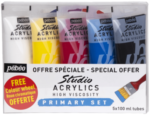 Acrylique Studio Pébéo 5/ens Tubes 100ml+Prime Cercle chromatique