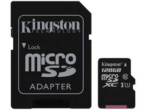 Carte micro SD KINGSTON 128Go Canvas 100R A1 C10 - Coop Zone