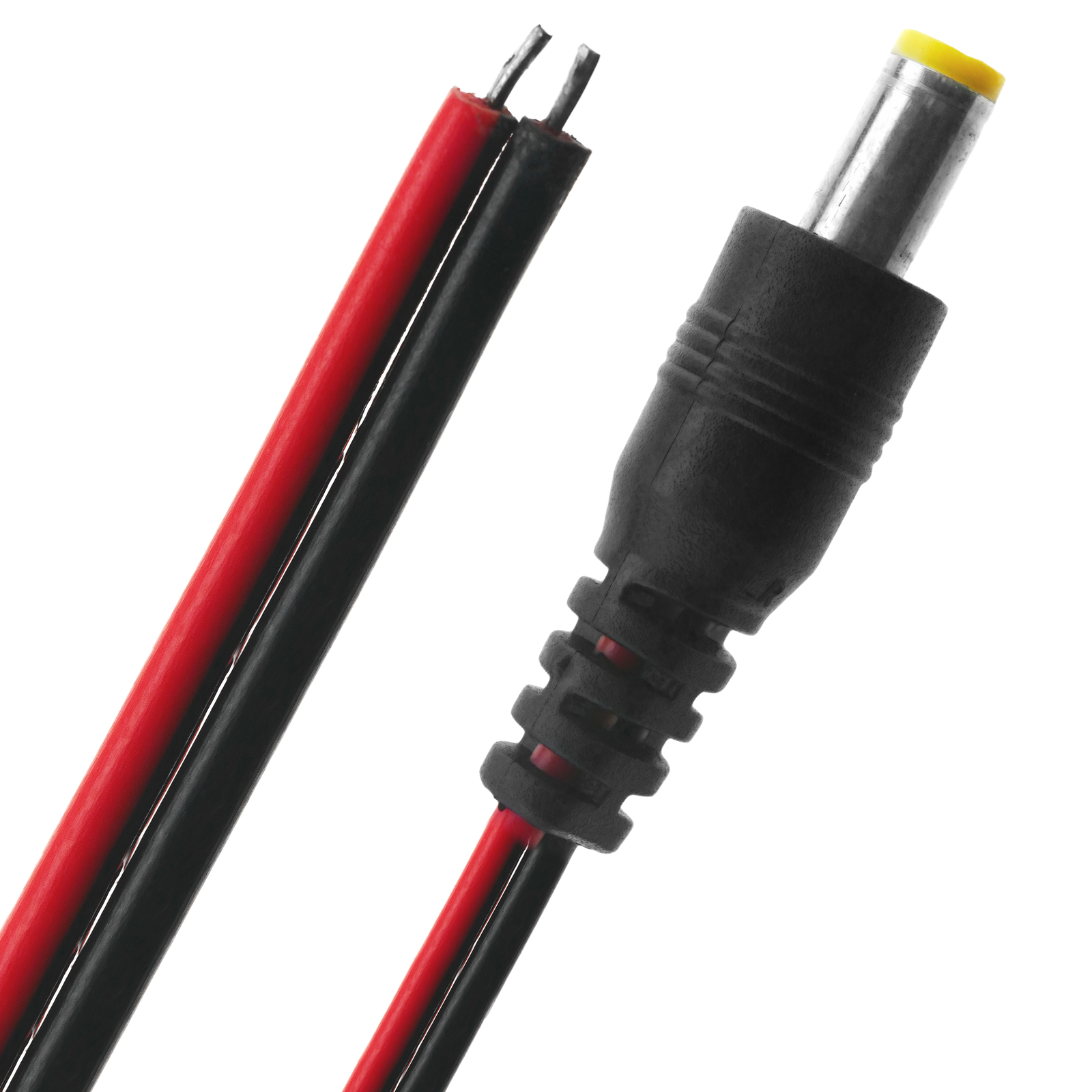 Câble d'alimentation 30 cm 22AWG et connecteur DC-Jack mâle jaune 5,5 mm x