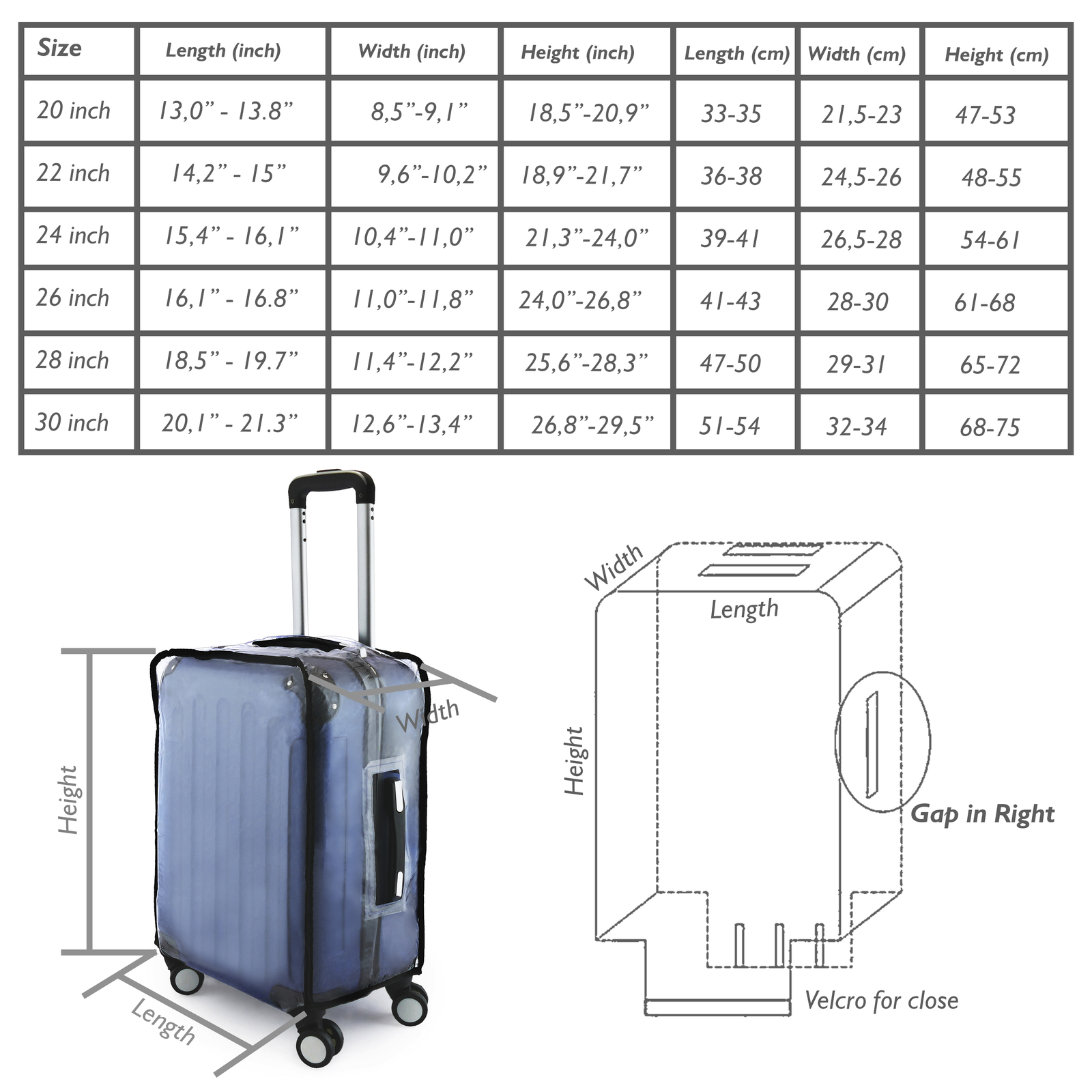 Housses de valise imperméables à l'eau Protecteur de bagages élastique  Trolley Case Housse de protection Voyage Affaires