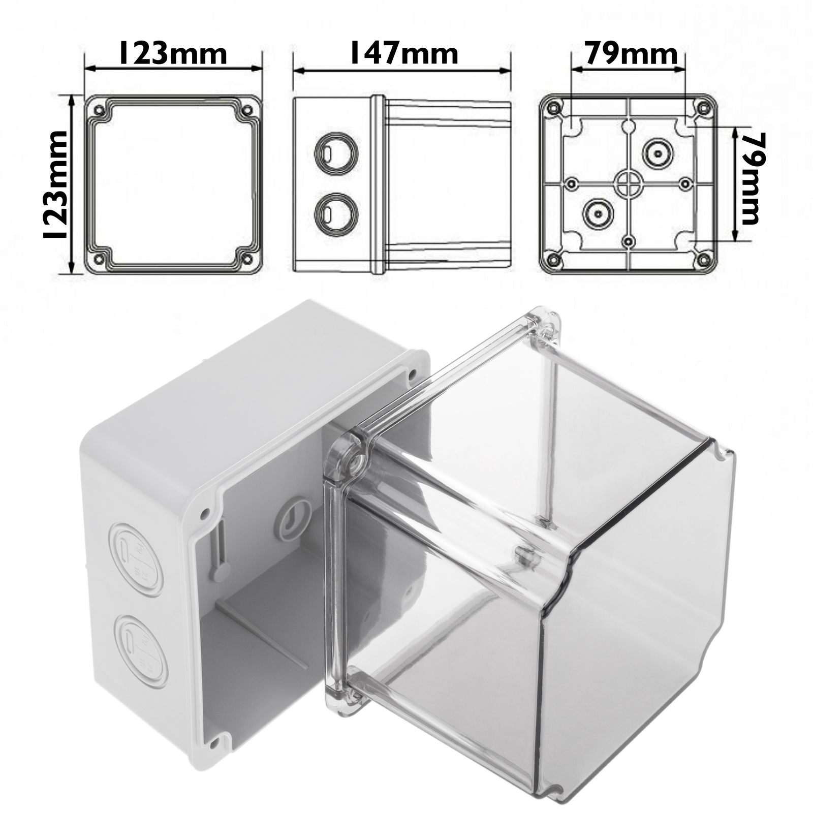 Boîtier étanche avec surface carrée IP56 100x100x45mm - Cablematic