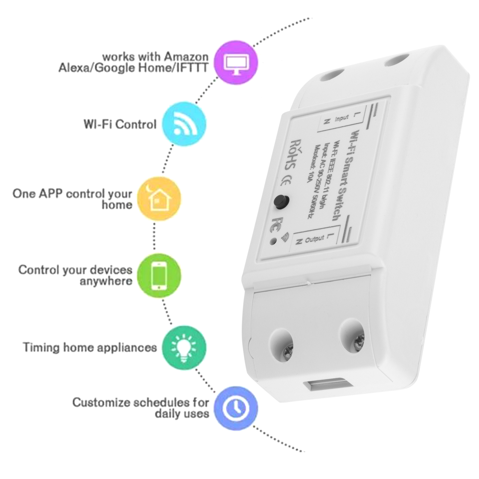 Interruptor Inteligente Wifi Alexa Google 1 Botón - jersimport