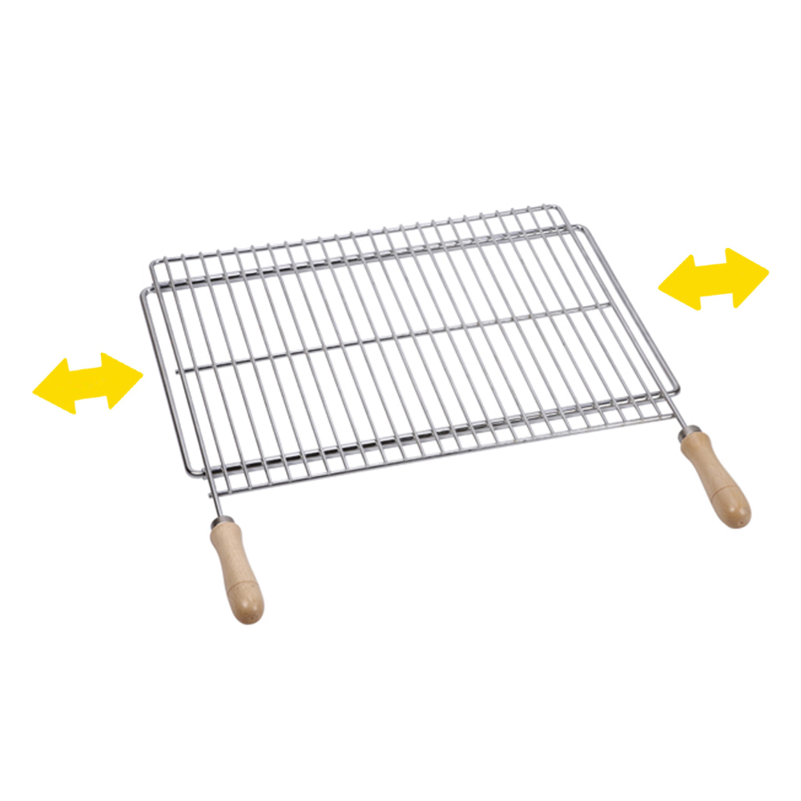 Griglia barbecue semplice in ferro zincato con manico in legno 80x40 -  Cablematic