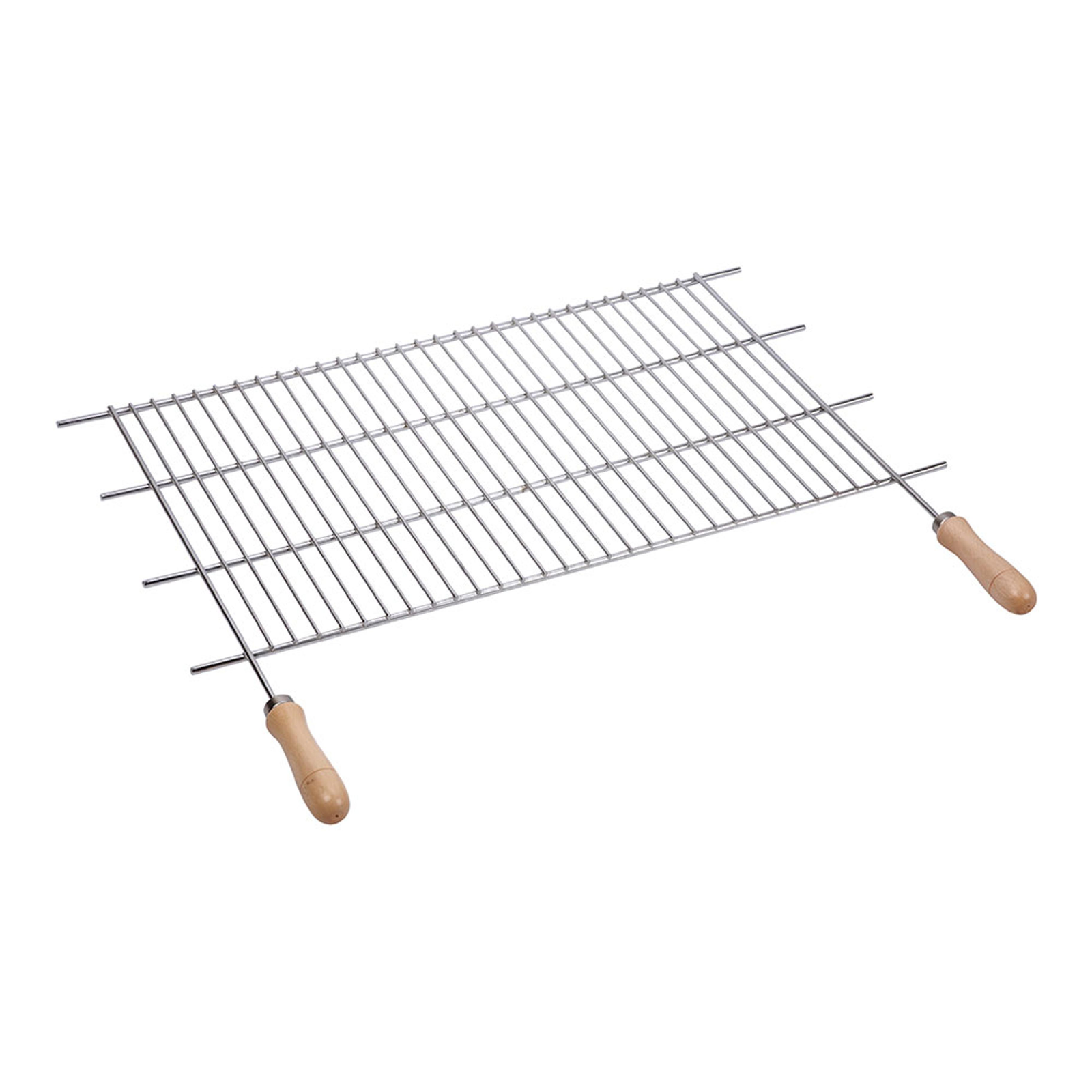 Griglia barbecue semplice in ferro zincato con manico in legno 80x40 -  Cablematic