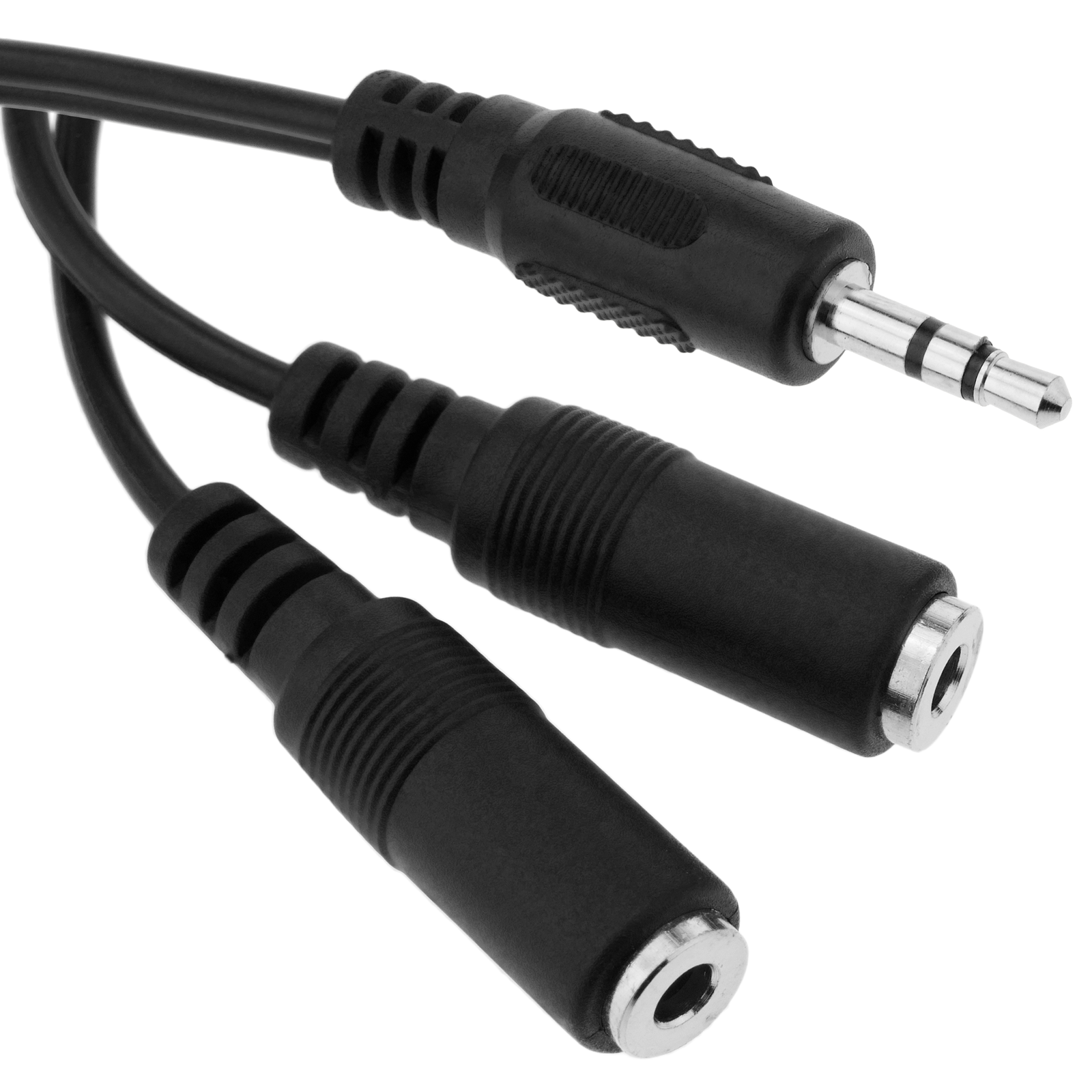 Cable adaptador de audio jack estéreo 2 RCA macho - 3.5 mm hembra de 0.20 m  en color negro