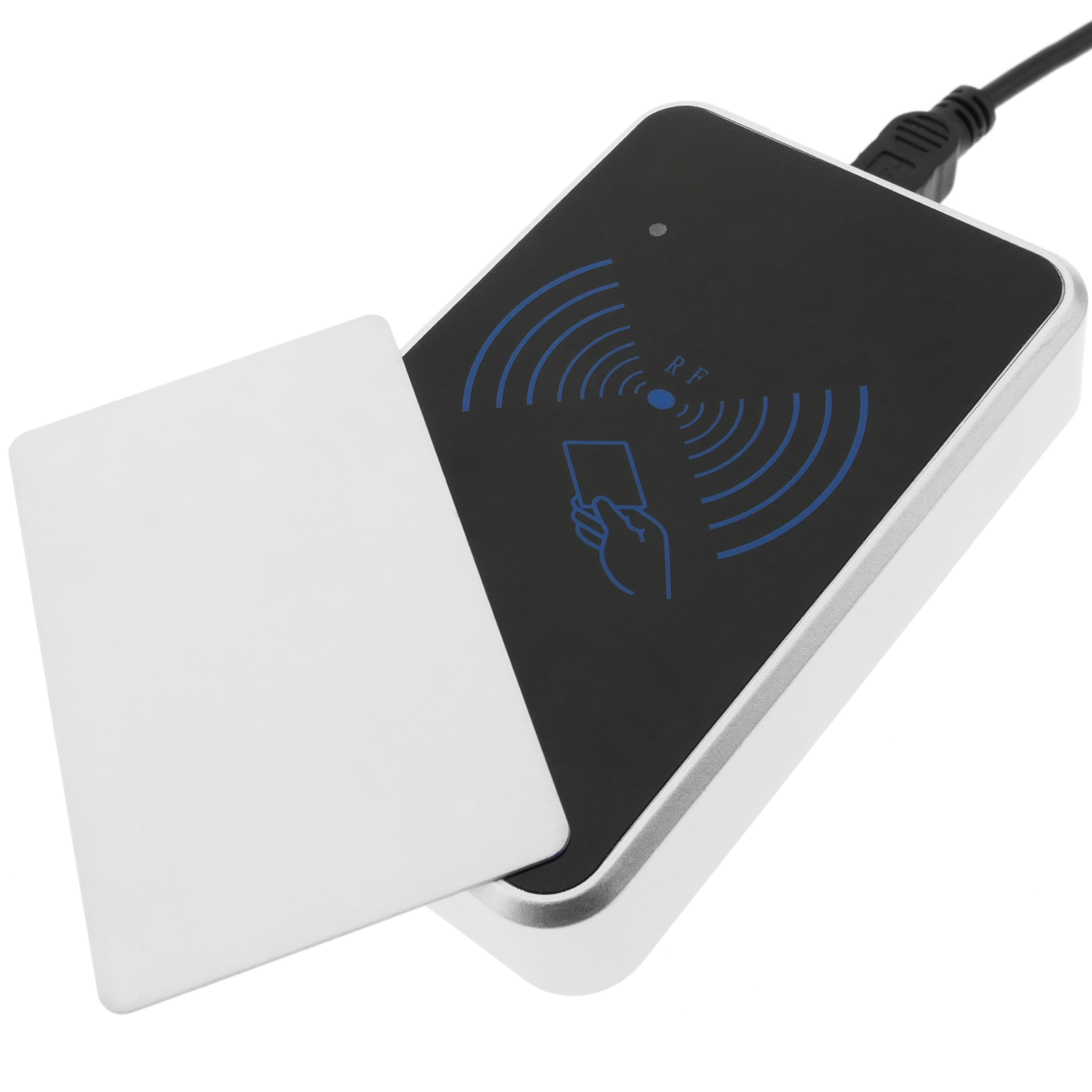 AMAO Lettore RFID, Lettore Scheda ID Carta RFID Card Reader USB 125KHz  Configurabile EM di Prossimità Intelligente 5pcs EM4100 ID Portachiavi