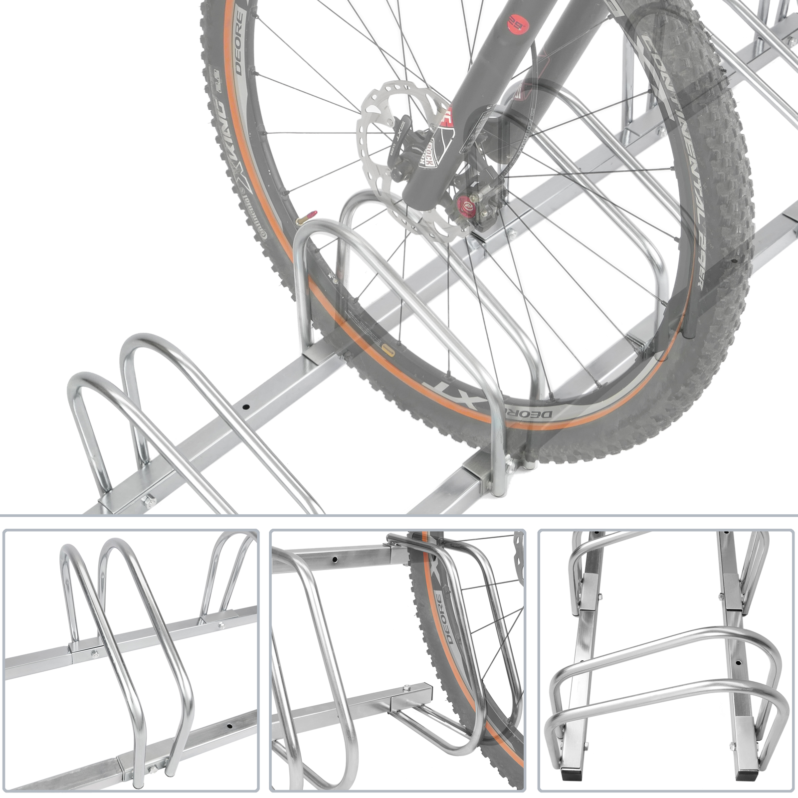Soporte metálico para bicicleta de suelo plegable y ajustable distribuido  por CABLEMATIC ® 