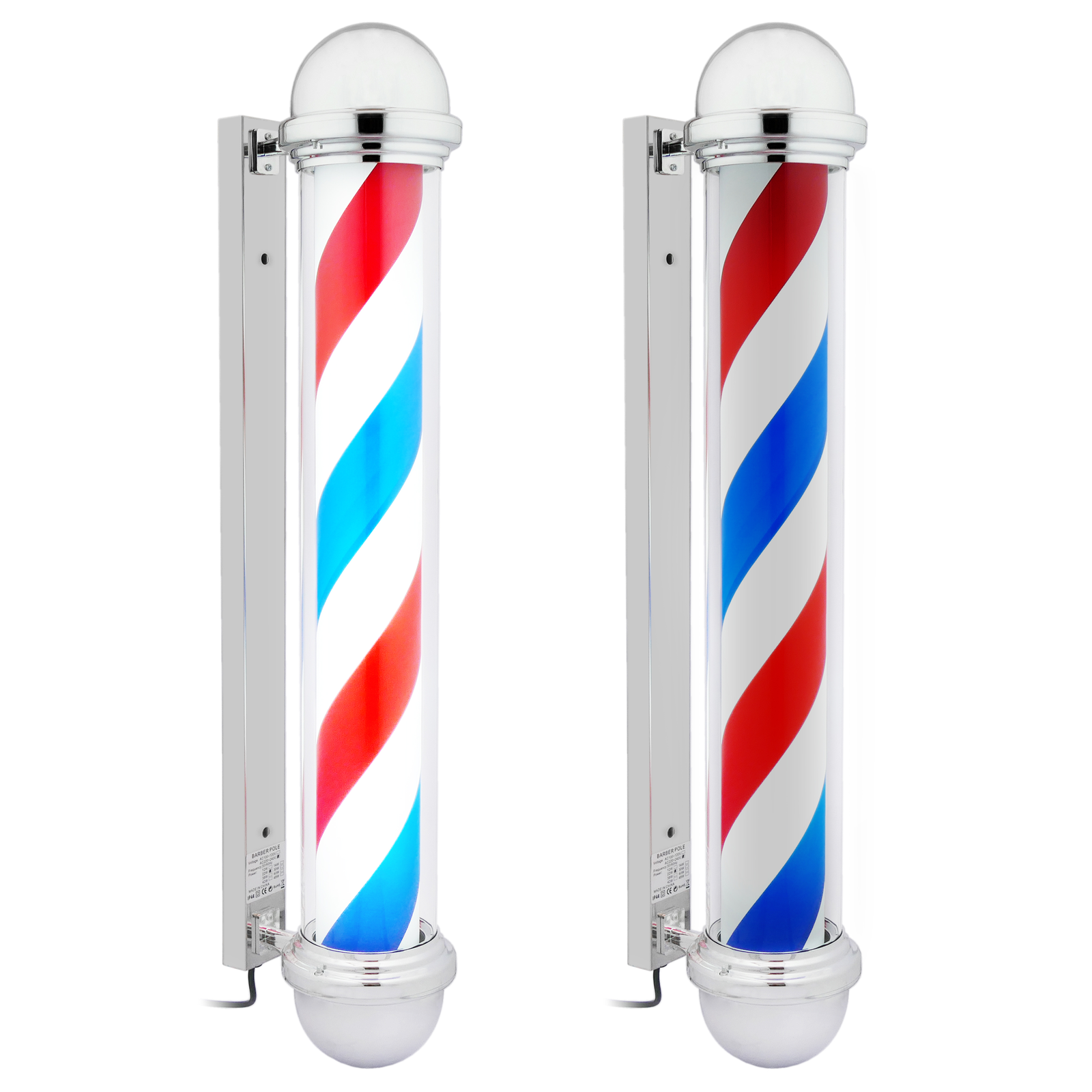 Barber shop pole rotating and illuminated for hairdressing salon sign 155 x  900 mm Cablematic