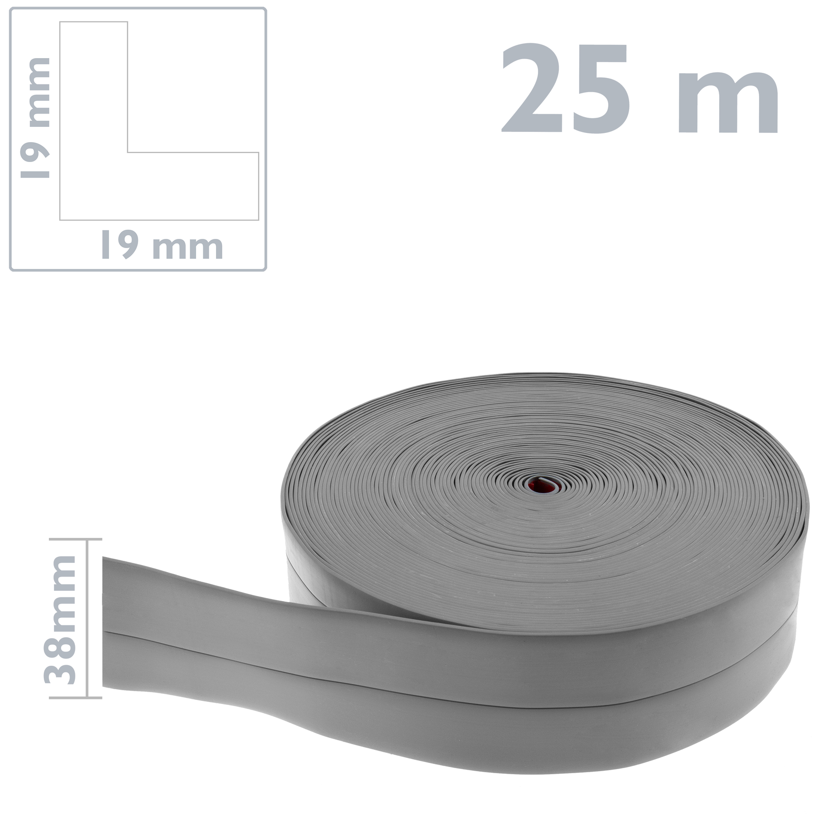 Rodapié flexible autoadhesivo 50 x 20 mm. Longitud 25 m blanco - Cablematic