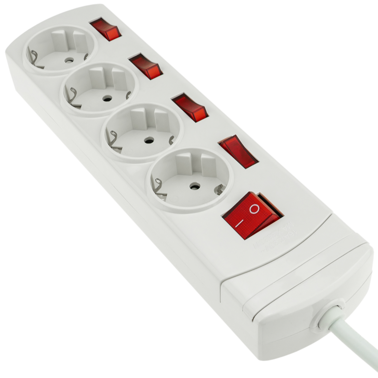 Regleta de 4 enchufes schuko con interruptor individual sin cable -  Cablematic