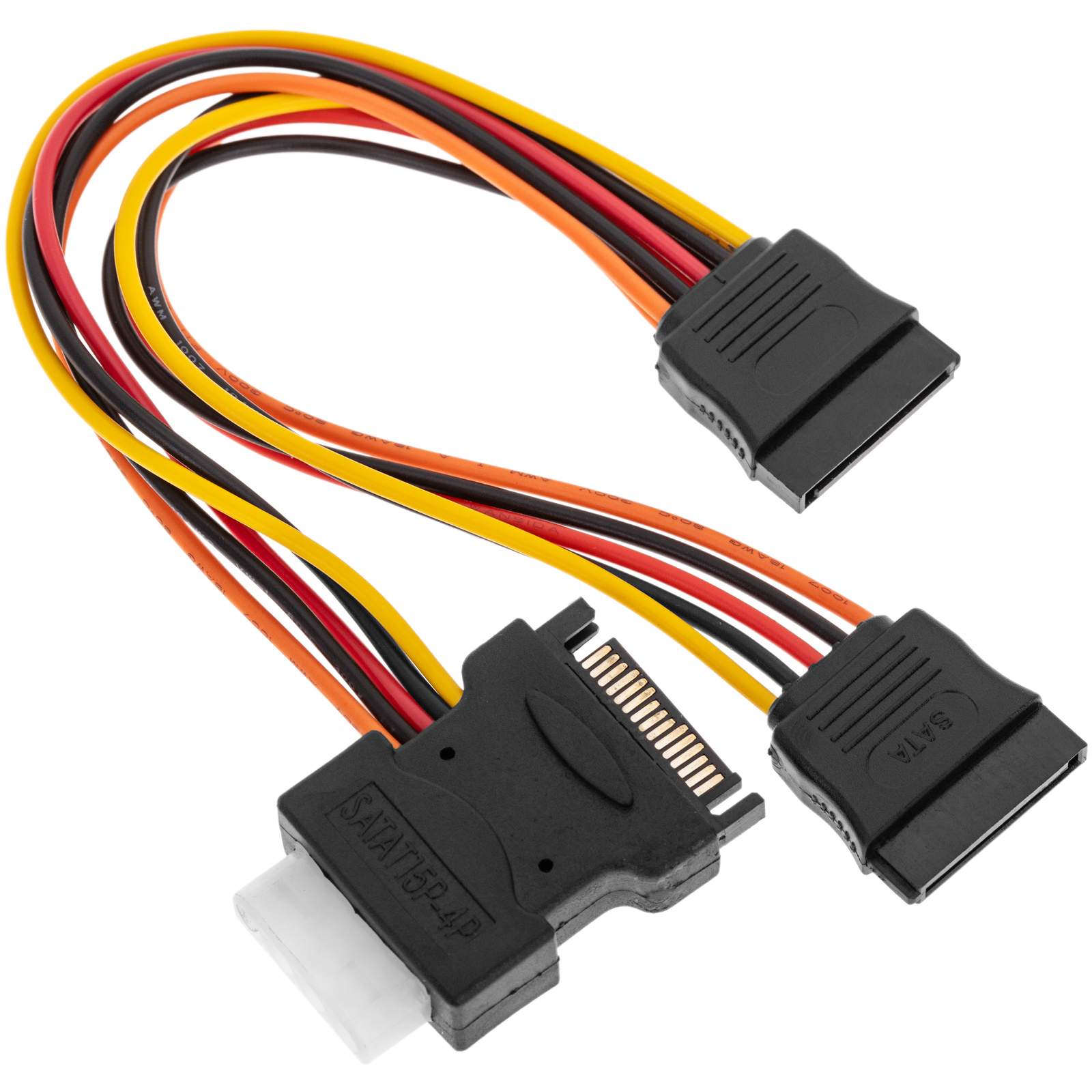 SATA Power Cable 15P-M + MOLEX a 2 x SATA 15P-H - Cablematic