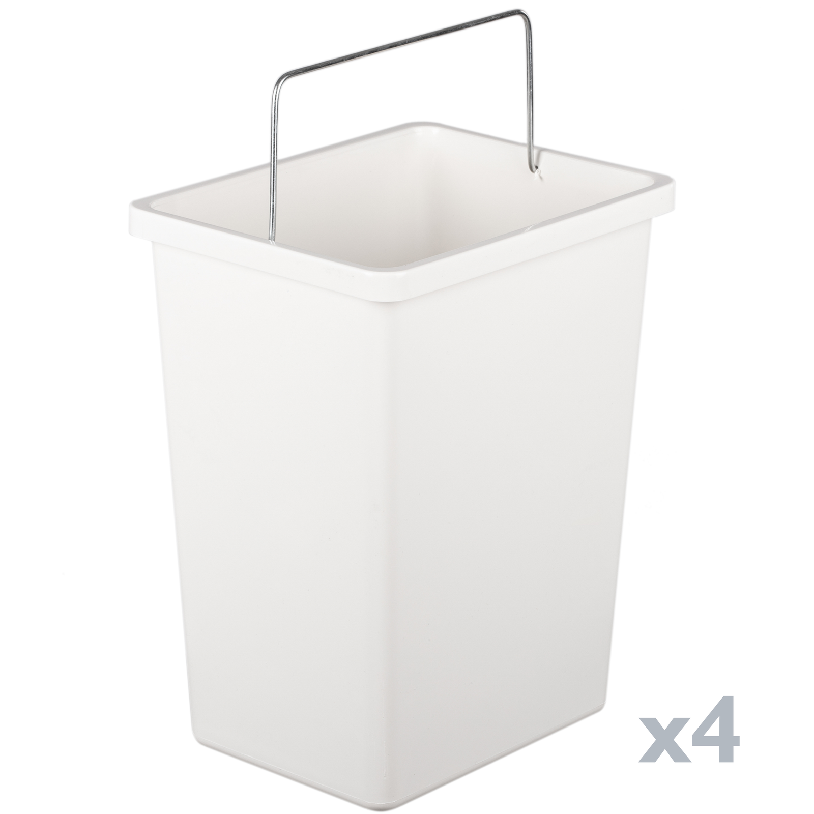 Cubo de basura metálico para reciclaje con 4 compartimentos de 4 x 20  litros (80 L) color blanco - Cablematic
