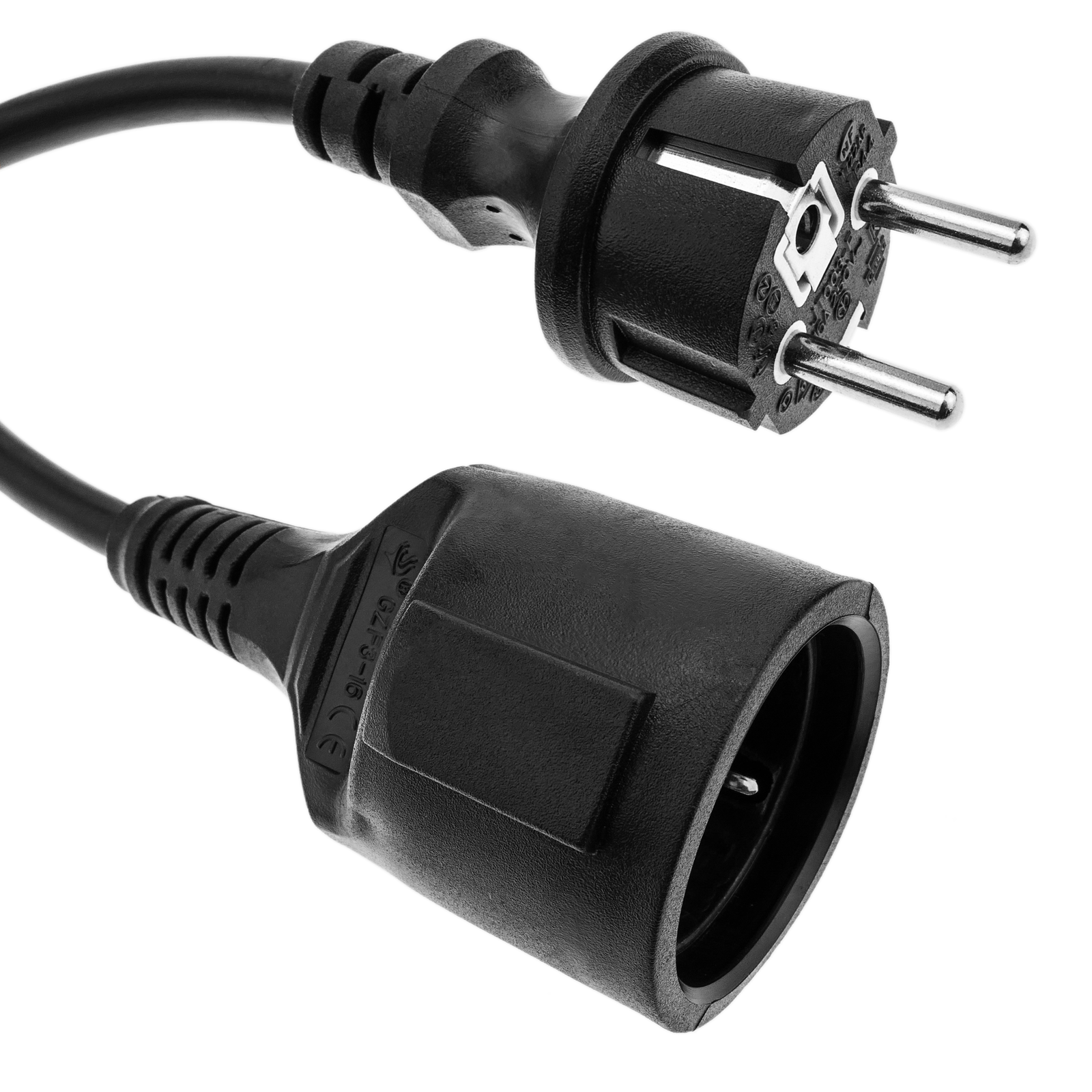 Prise de courant schuko droit mâle IP44 noir - Cablematic