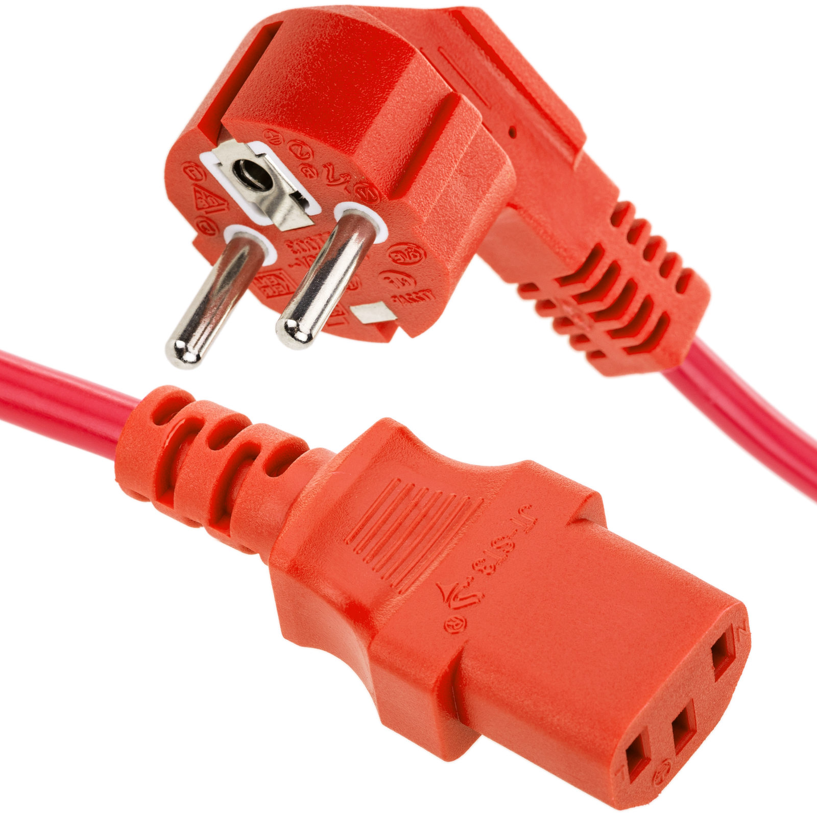 Adaptateur de prise électrique C13 femelle / C14 mâle schuko coudé gauche