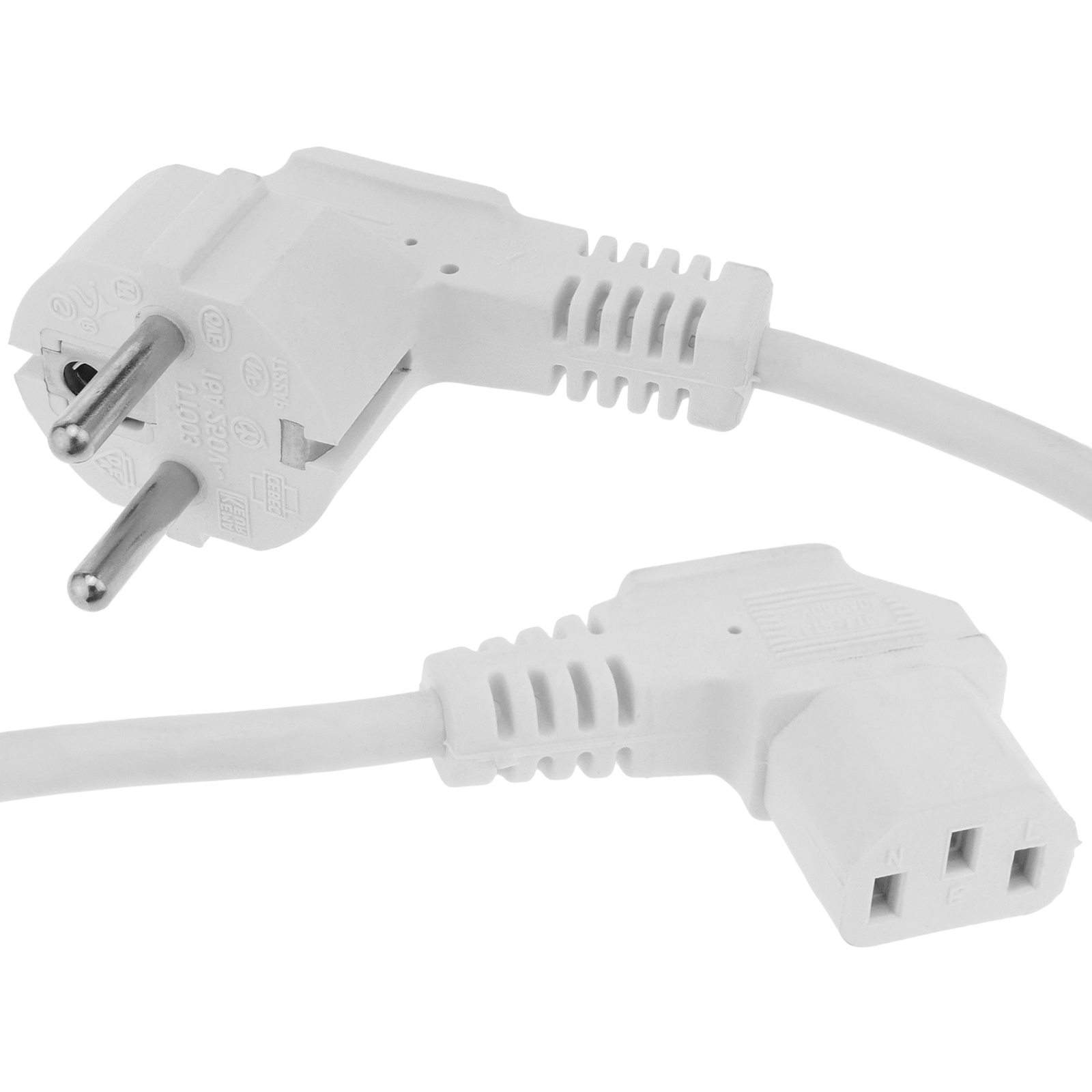 Adaptateur de prise électrique C13 femelle / C14 mâle schuko coudé droit