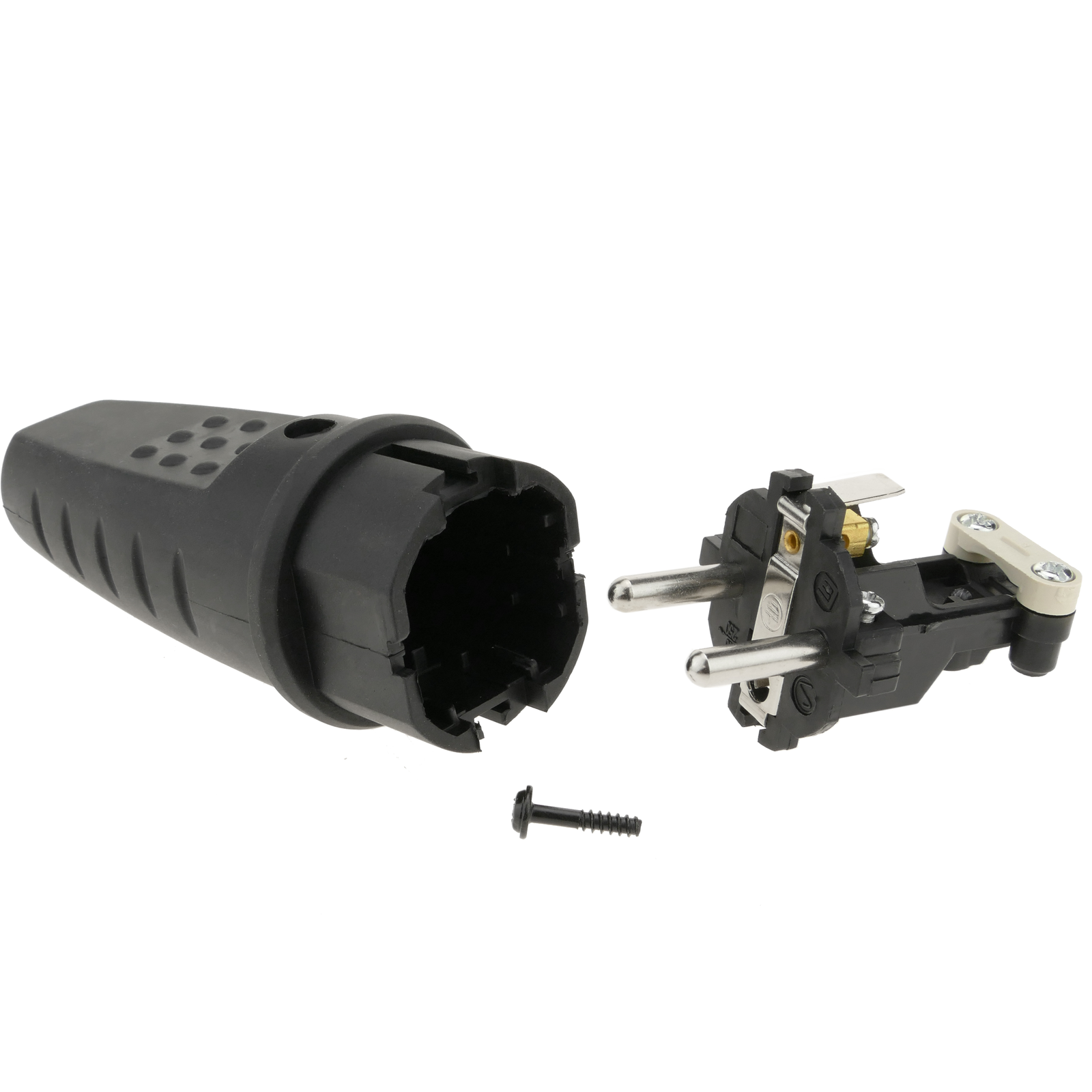 Prise de courant schuko droit mâle IP44 noir - Cablematic