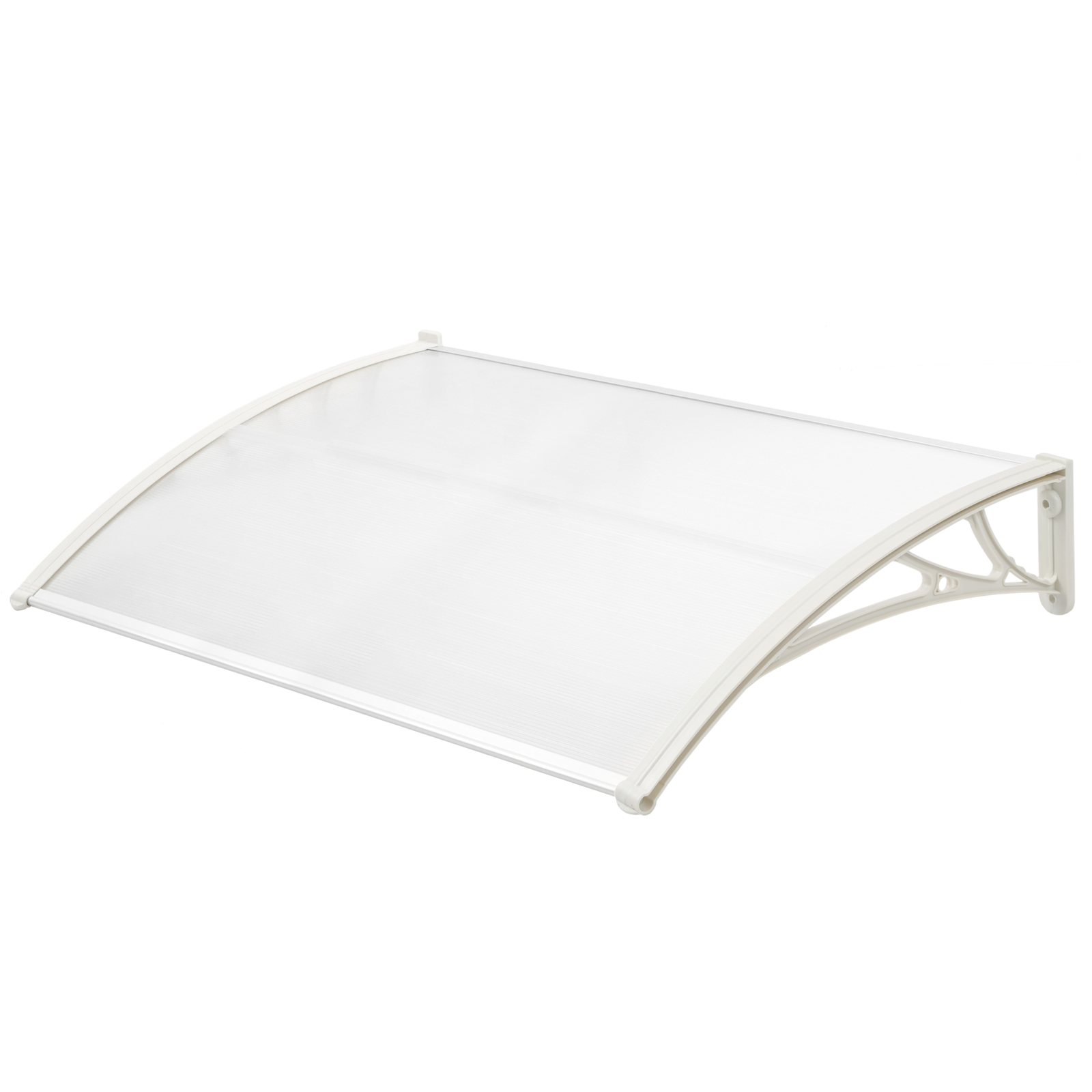 Tejadillo de protección 120x90 cm transparente. Marquesina para puertas y  ventanas con soporte blanco - Cablematic