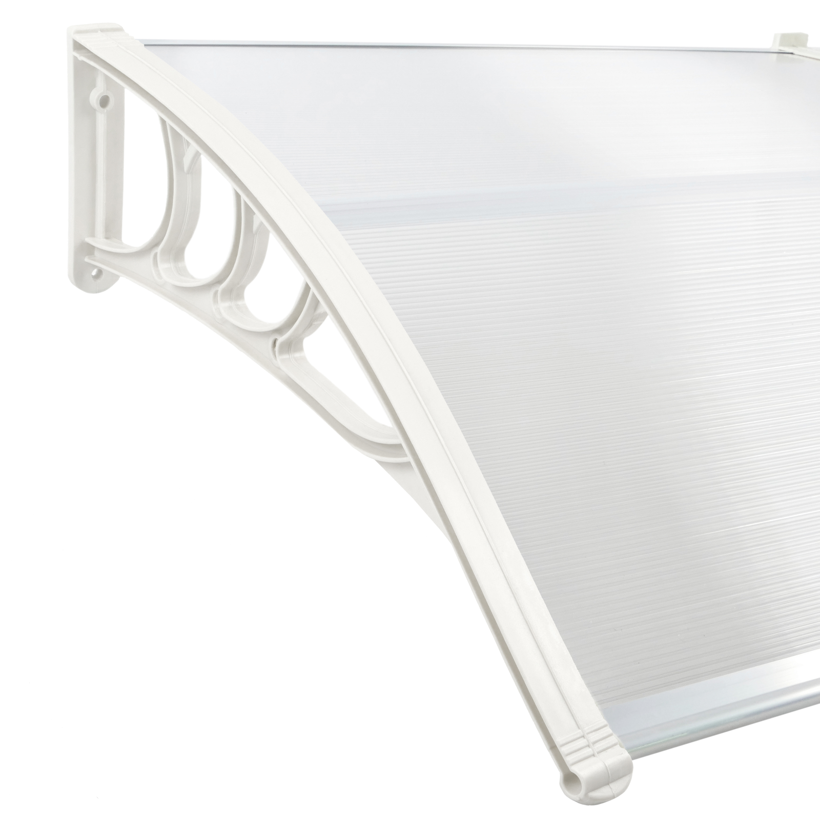 Tejadillo de protección 120x90 cm transparente. Marquesina para puertas y  ventanas con soporte blanco - Cablematic