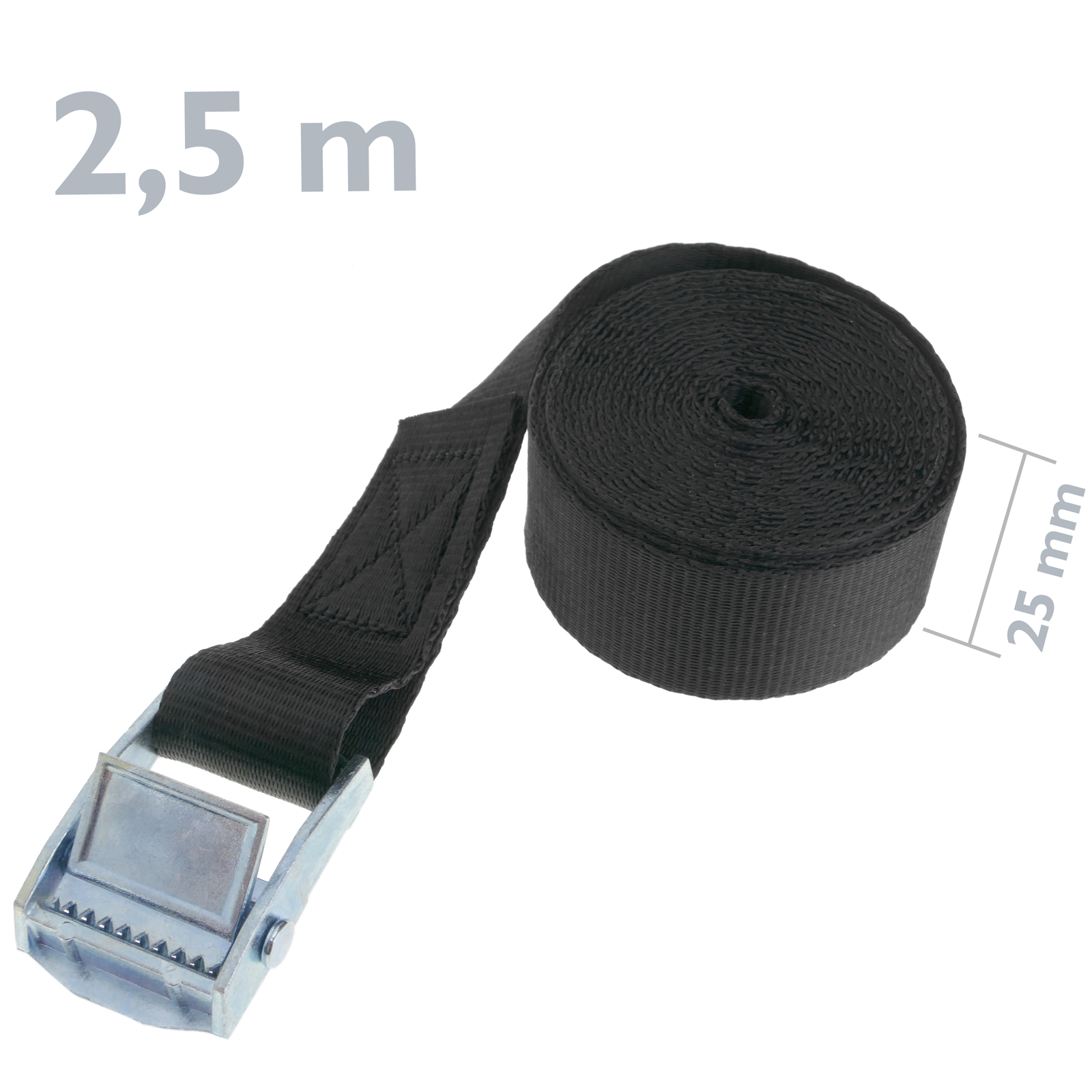 Pack de 4 Cinchas de amarre con trinquete y gancho de 4m x 25mm 600 Kg,  Color negro - Cablematic