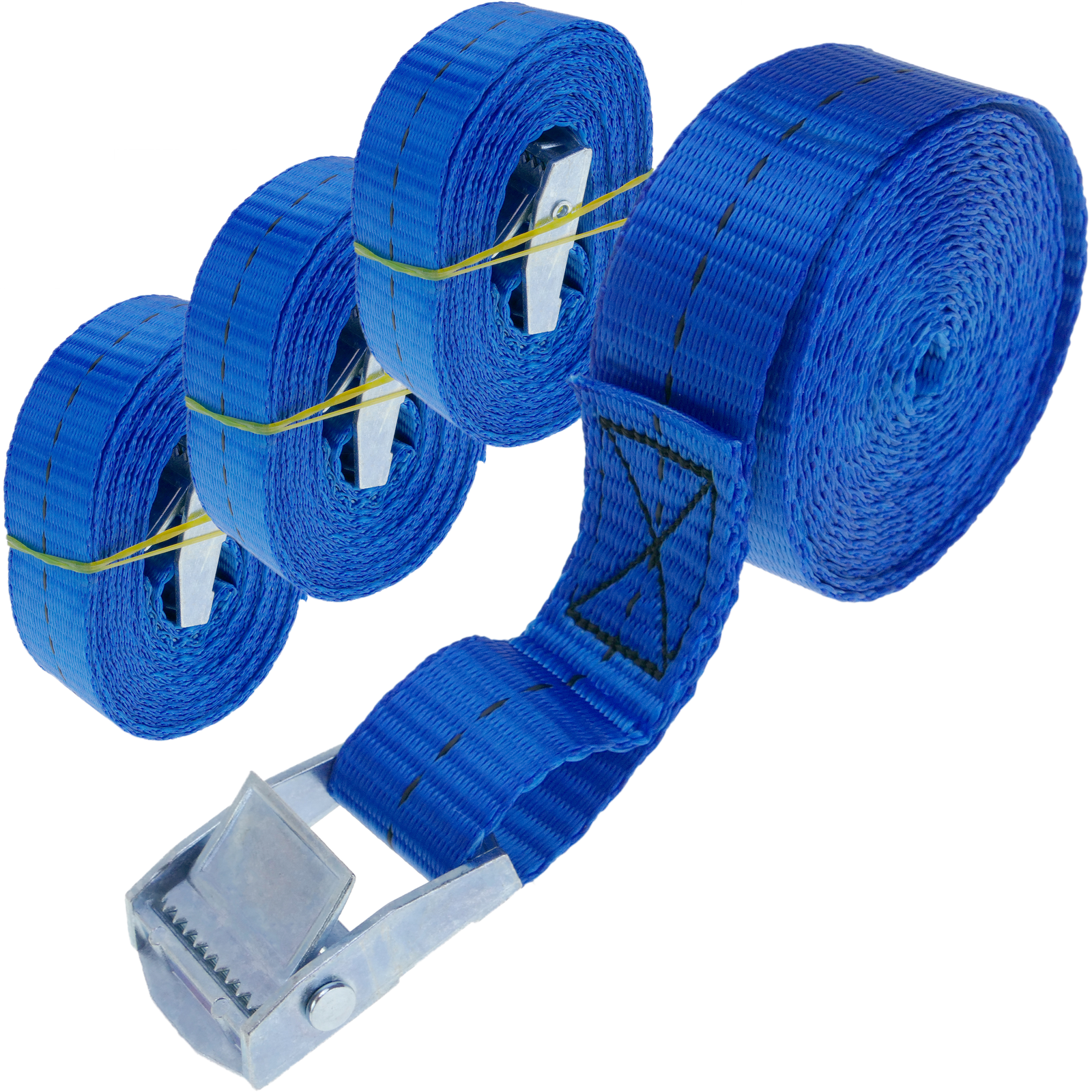 Confezione di 4 cinghie di fissaggio con fibbia 4m x 25mm 250kg, Colore blu  - Cablematic