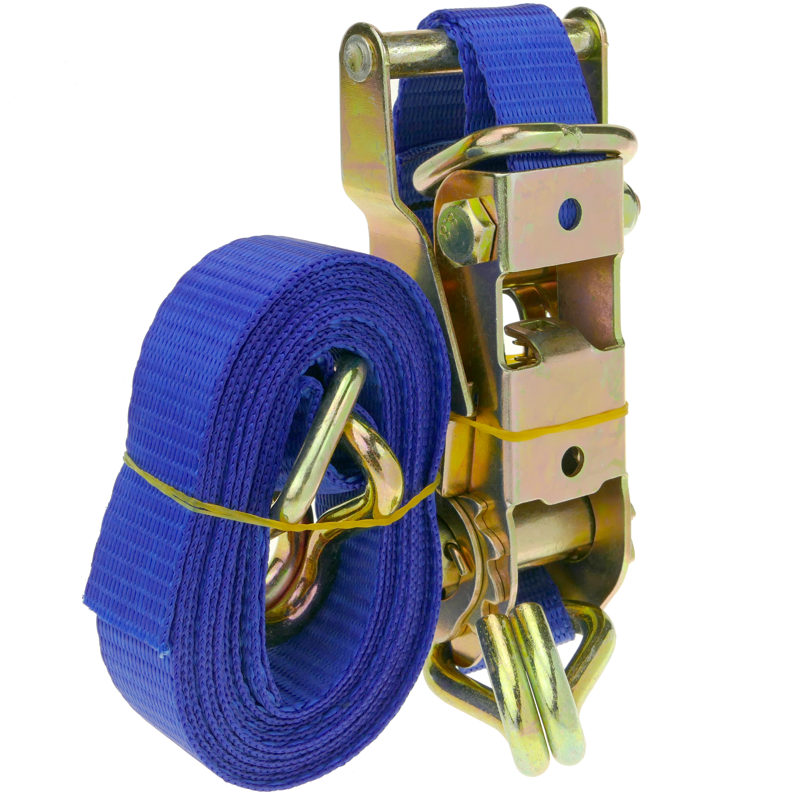 Cinchas de amarre de color azul con hebilla de 4m x 25mm con fuerza de  ruptura de 250 Kg- Pack de 4